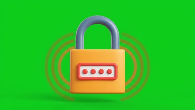 Colorful Password Padlock Locked Animation on Green Screen