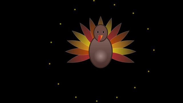 Animated cartoon turkeys with motion effects on black background