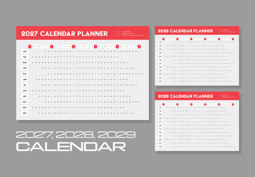 Modern 2027 2028 2029 Calendar Planner Template