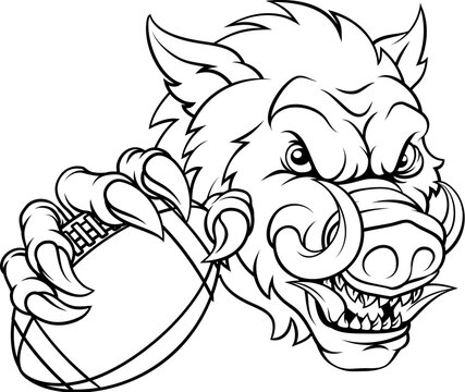 Boar Wild Hog Razorback Warthog Football Mascot
