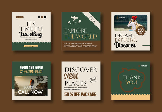 Travel Agency Social Media Post Banner Template Design