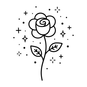 Cute rose flower vector illustration on transparent background
