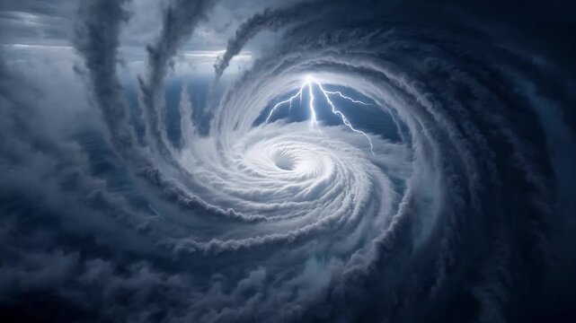 Dynamic Swirling Storm Clouds Above a Vast Ocean with Dark and Dramatic Atmosphere