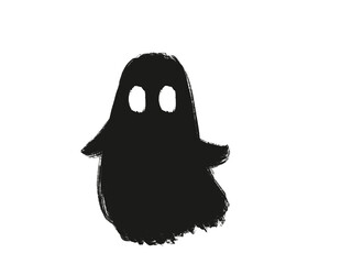 Obraz premium Hand drawn spooky ghost Halloween illustration