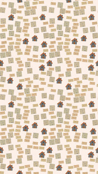Seamless pattern of houses and bricks