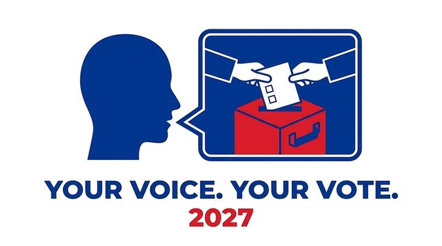 Election day voting concept with ballot box icon and your voice your vote text