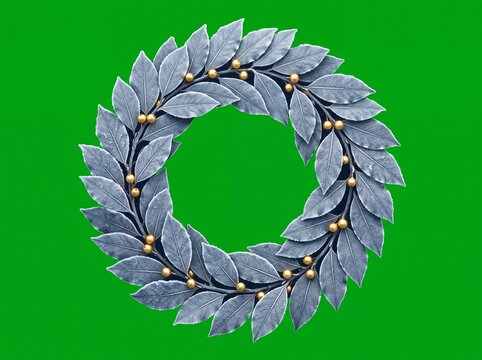 Winter solstice vektor wreath with frosted leaves and gold berries