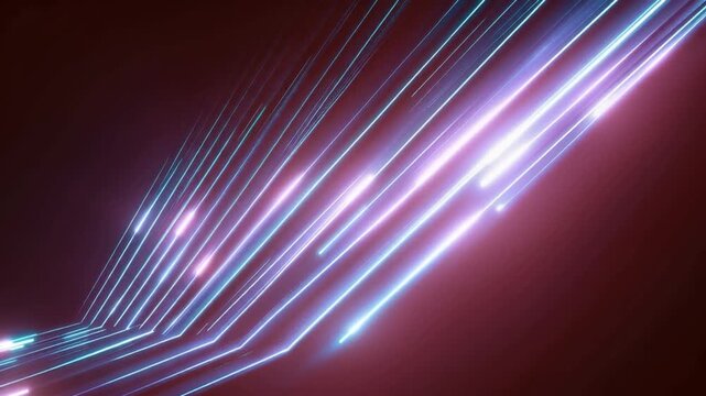 Abstract digital art featuring luminous neon lines with a futuristic glow against a dark background, evoking a sense of speed and innovation. ..Created with Generative AI, not depicting real subjects.