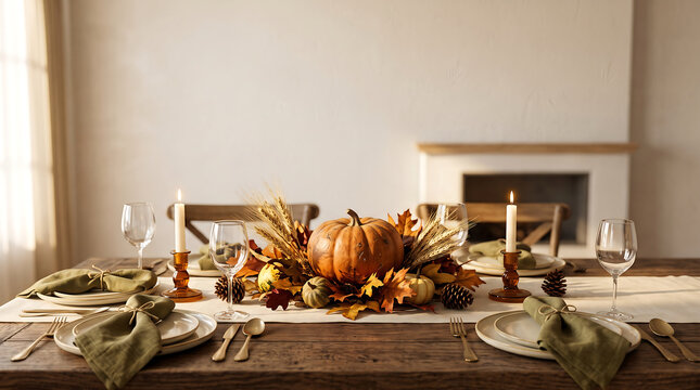 Fallthemed events, thanksgiving gatherings, and autumn decor inspiration with a cozy, rustic vibe featuring a pumpkin centerpiece.