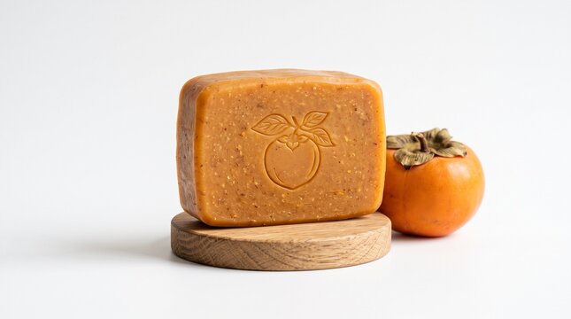 Persimmon enzyme soap bar isolated on white background.