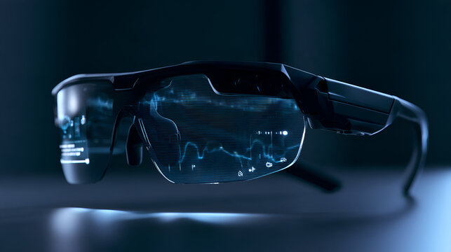 Smart Glasses Displaying A Glowing Voice Assistant Response Overlay