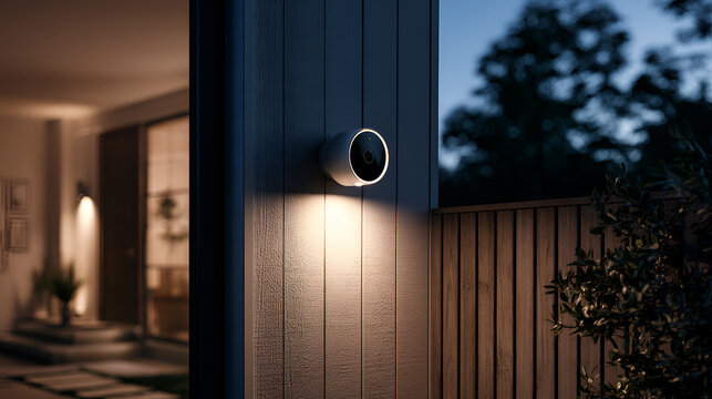 Smart Home Camera System Glowing With A Live Outdoor Monitoring Feed