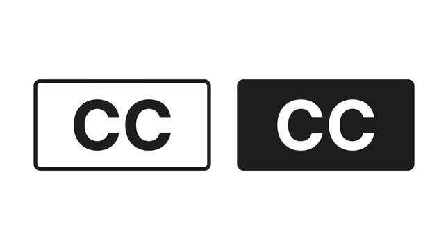 CC letters icon outline and solid style set. Caption, copyright, subtitles. Vector illustration