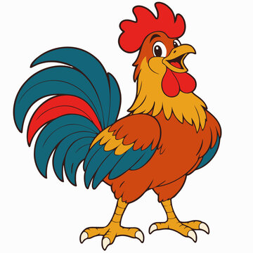 rooster cartoon character flat vector illustration mascot