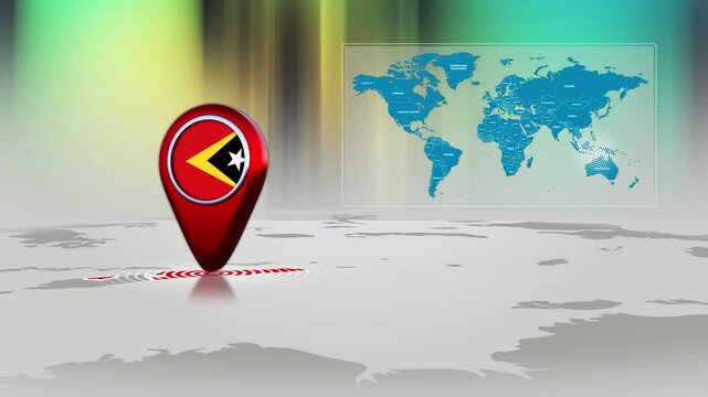 East Timor World Map Pin Location Background Loop 4k