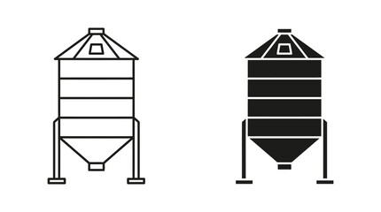 Grain silo icon in outline and solid style vector illustration © Komola