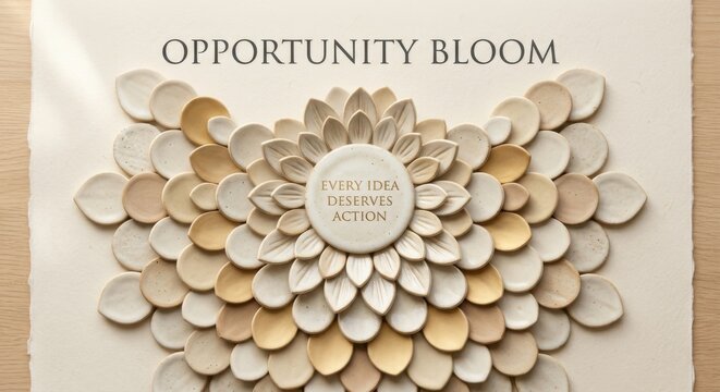 Ceramic Flower Design with Inspiring Message About Opportunity and Action