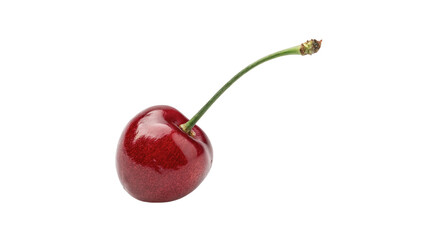 Single fresh red cherry berry with stem isolated on transparent background © Hanna