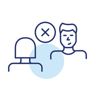 Compatibility restriction, match ban. Woman, man and cross. Pixel perfect, editable stroke vector icon