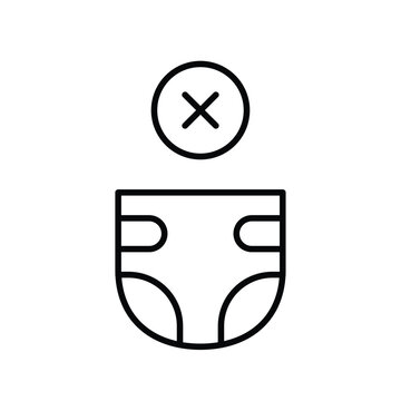 Sanitary restriction, diaper ban. Baby care restriction. Pixel perfect, editable stroke vector icon