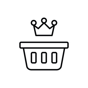 Basket and crown. Premium shopping experience, exclusive member savings. Pixel perfect, editable stroke vector icon