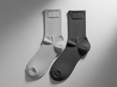 Black and gray ribbed socks side by side