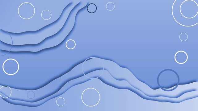 Abstract layered paper background with flowing waves and simple circles animation