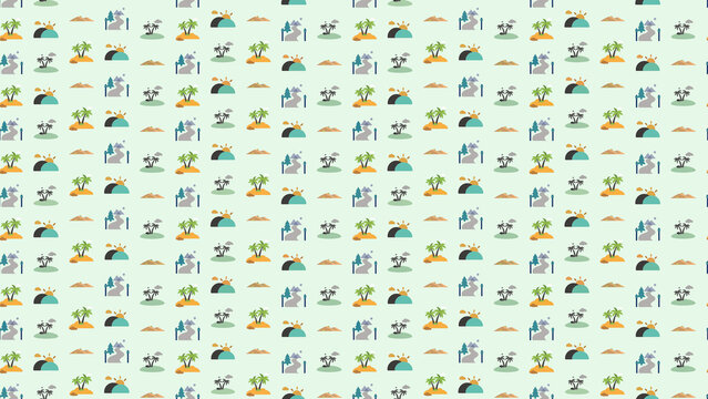 Seamless pattern of landscape icons