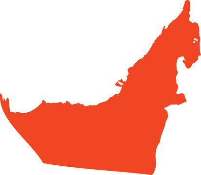Orange silhouette map of United Arab Emirates country outline