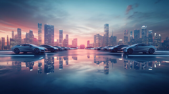 Modern Urban Street & Architecture Images for Adobe Stock: High-Resolution City Skyscrapers, Wet Road Reflections, Car Light Trails, Highways, Overpasses and Sunset Business District Scenes