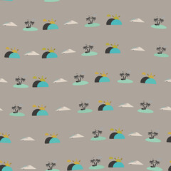 Seamless pattern of tropical islands and desert dunes © hanafi