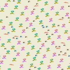 Seamless pattern of tropical islands with palm trees © hanafi