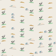 Stylized Tropical Islands and Desert Dunes Pattern © hanafi