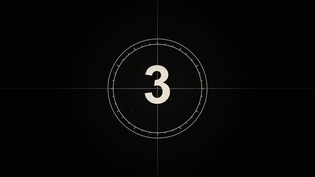 Cinematic film countdown leader number 3 animation