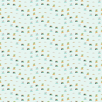 Tropical island pattern with palm trees and sun