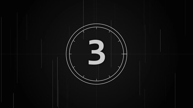 Classic film countdown leader number 3 with circle design