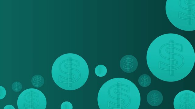 Abstract background with floating circles and dollar signs suggesting money finance and digital payment animation