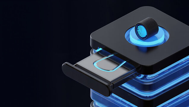 Advanced biometric scanner with glowing fingerprint reader