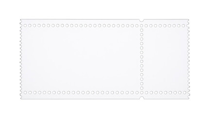 Fototapeta premium Blank perforated ticket with copy space on a clean white background