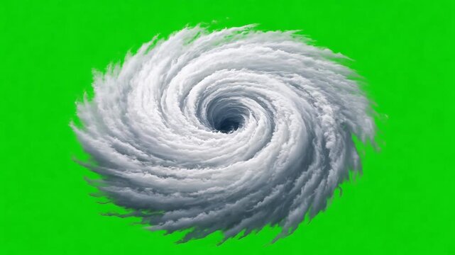 Swirling Cloud Formation Resembling Hurricane Against Bright Green Background