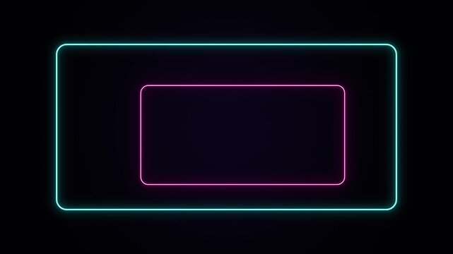 Neon glowing rectangles with cyan and pink outline