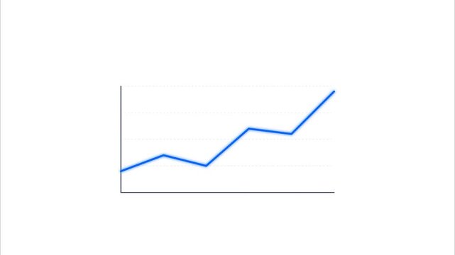 Business financial growth line graph with rising blue data trends and currency callouts clean minimalist animation white background stock market analysis presentation report