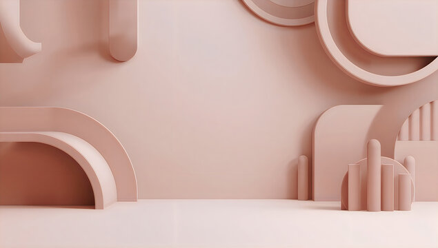 lucid origin Premium abstract 3D business background featuring smooth geometric objects float.