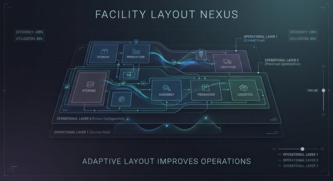 Interwoven Logistics Network Diagram Improving Operations and Facility Layout