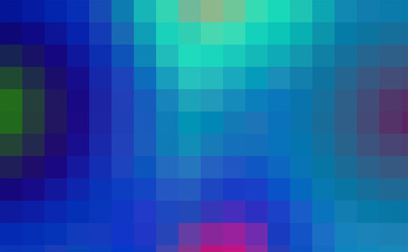 Abstract pixel art background with blue and teal gradient squares