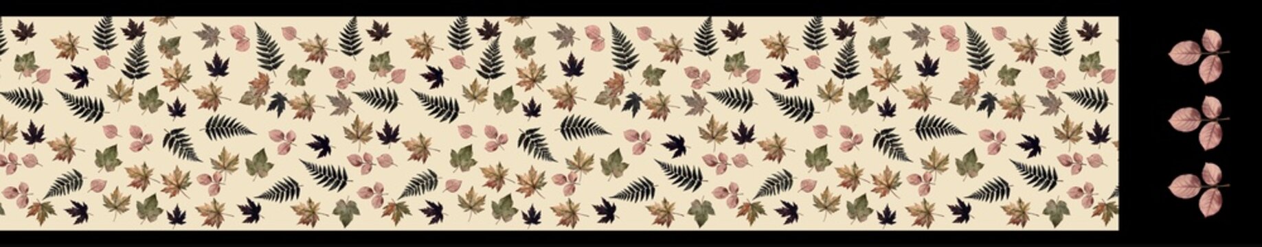 Eco-Friendly Botanical Leaf Saree Design with Maple Fern Foliage and Elegant Black Pallu