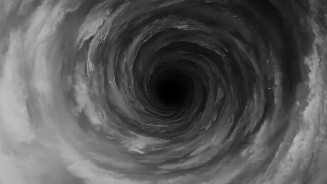 Swirling Vortex of Black and Gray Clouds in Dramatic Sky Creating Intense Atmospheric Motion