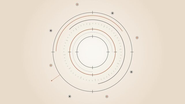 Concentric circles technical diagram with markers