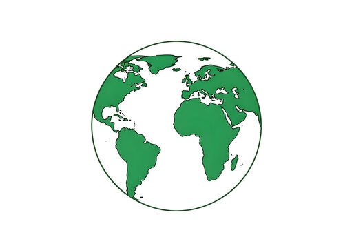 Green shaded world map illustration isolated on white background
