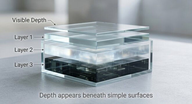 Stacked Transparent Glass Layers Revealing Depth and Texture